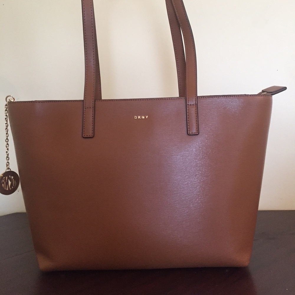 DKNY Cognac Leather Tote Bag